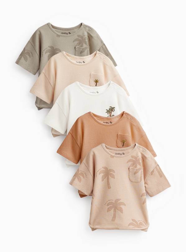 Palm Print Short Sleeve Tops 5 Pack 9-12 months